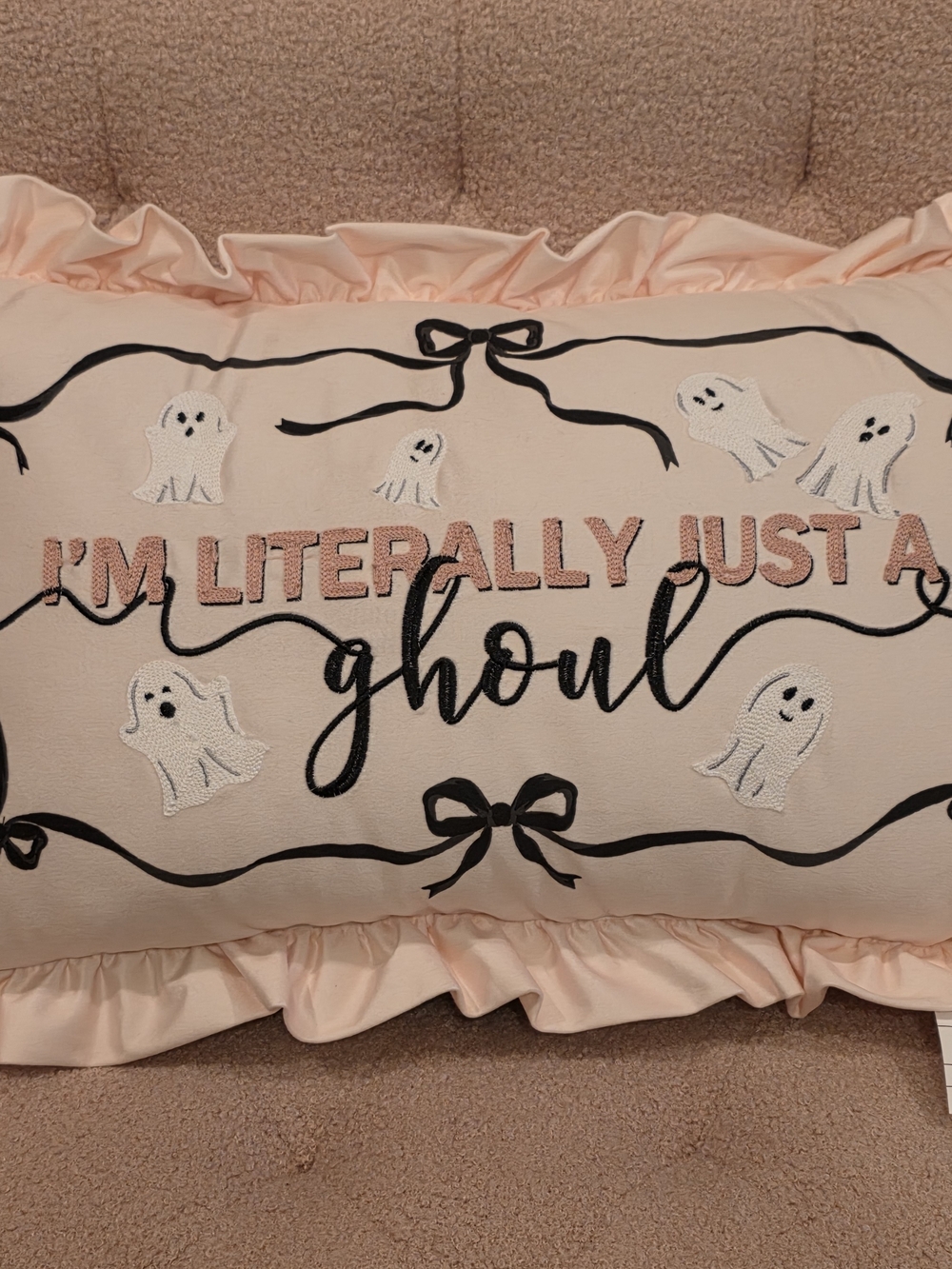 I'm Literally Just a Ghoul Decorative Pillow - Pink